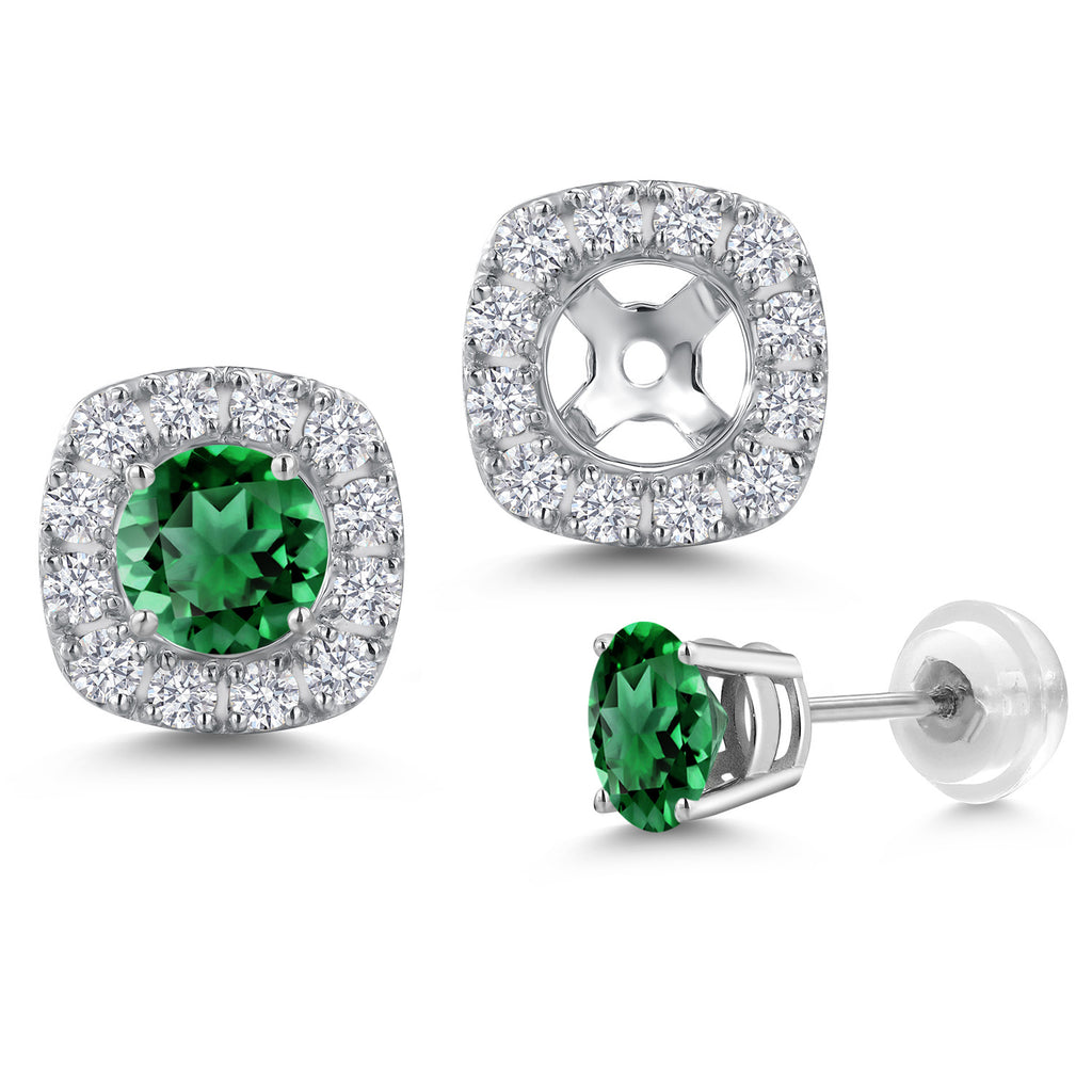 Nano Emerald - May_Earrings in 14K White Gold