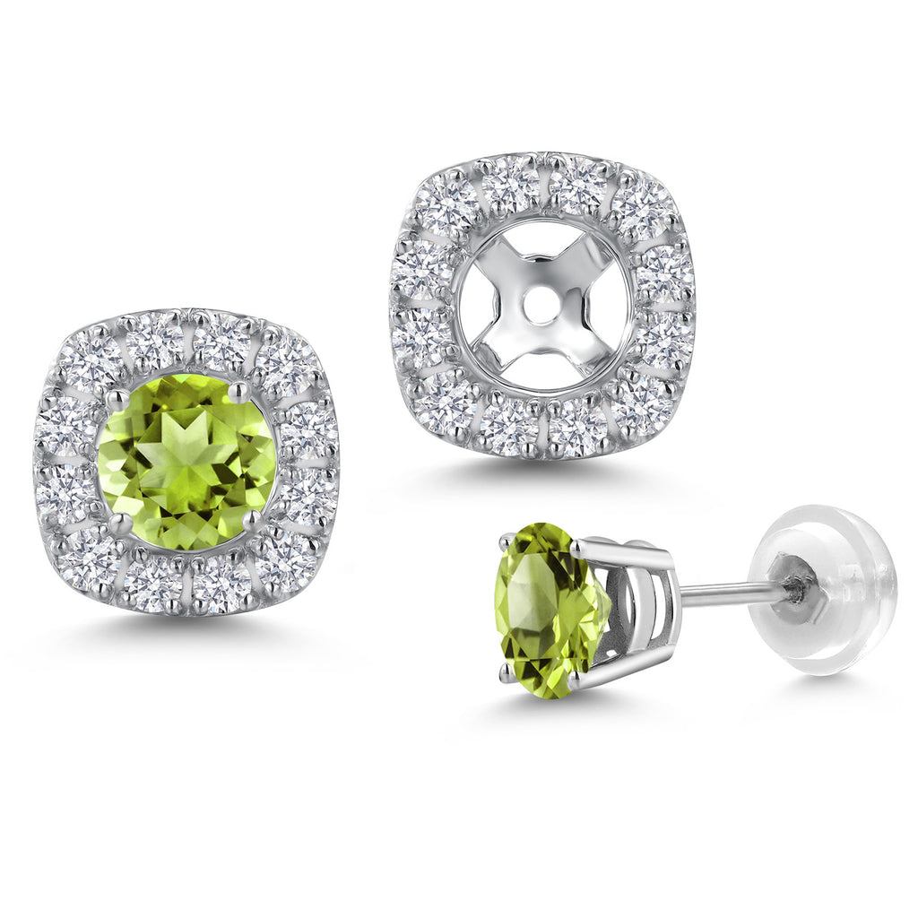 Peridot - August_Earrings in 14K White Gold