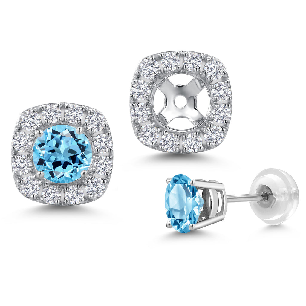 Swiss Blue Topaz - November_Earrings in 14K White Gold