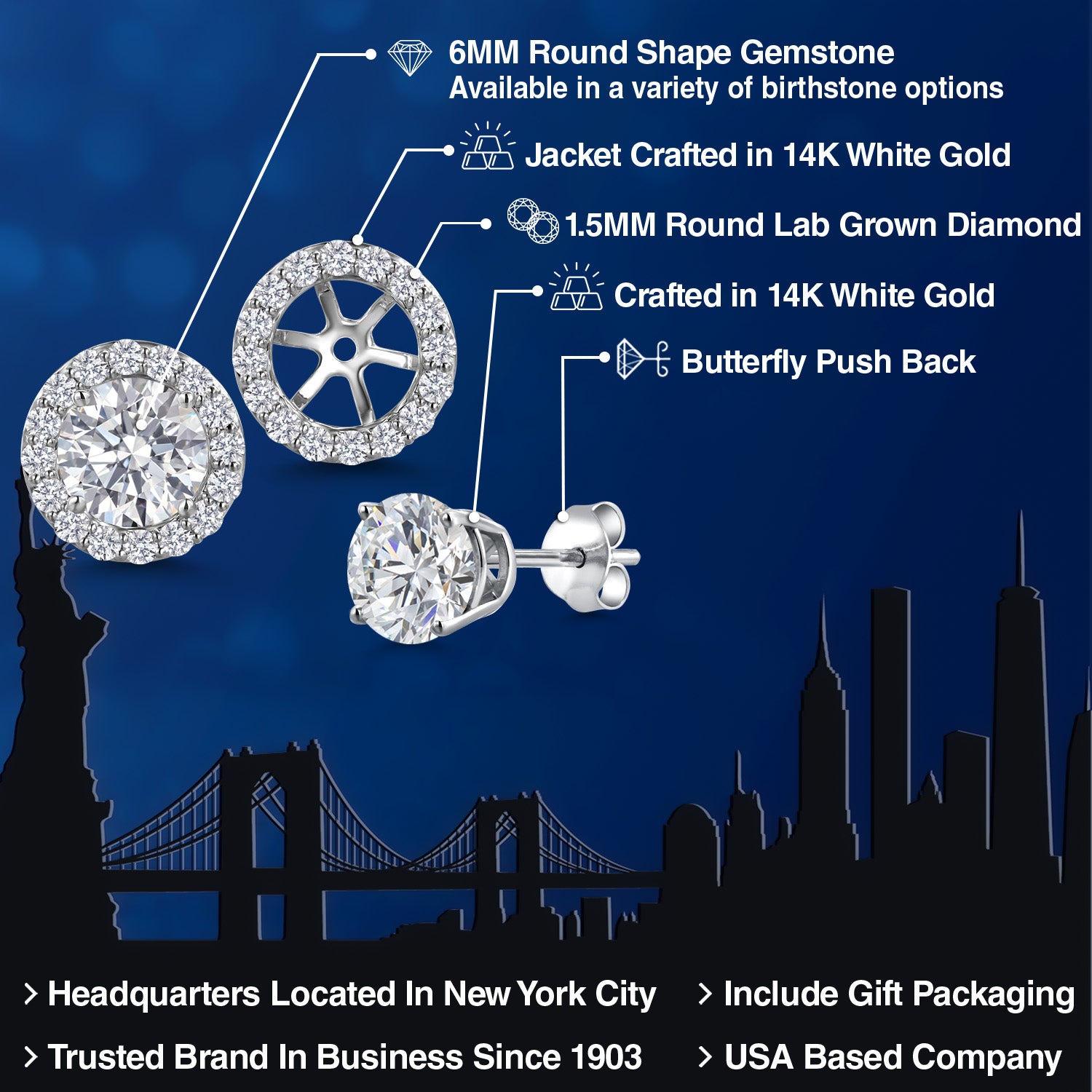 Earrings in 14K White Gold