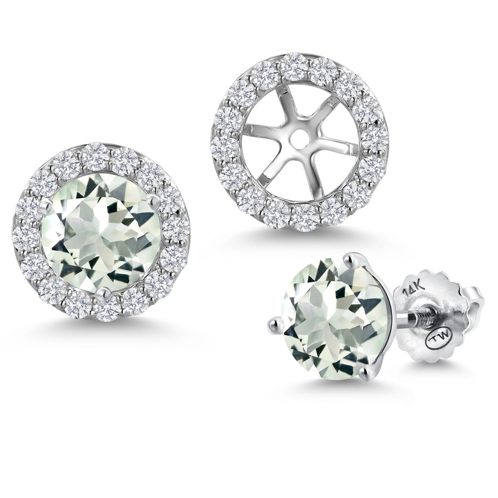 Prasiolite_Earrings in 14K White Gold
