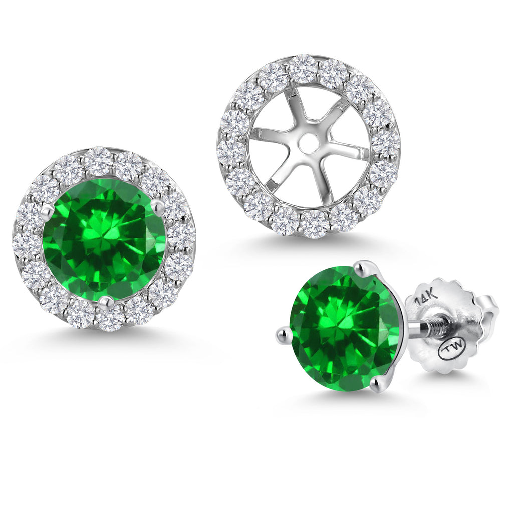 Created Emerald - May_Earrings in 14K White Gold