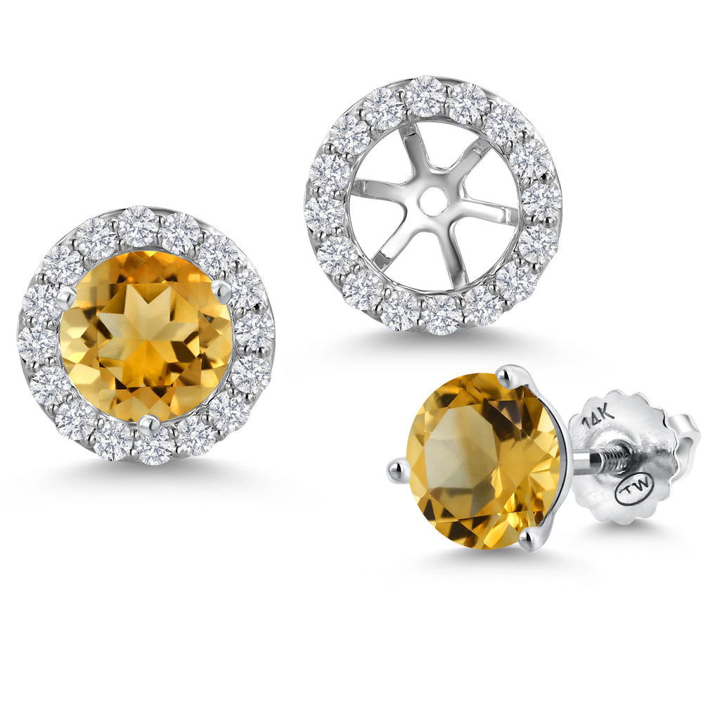 Citrine - November_Earrings in 14K White Gold