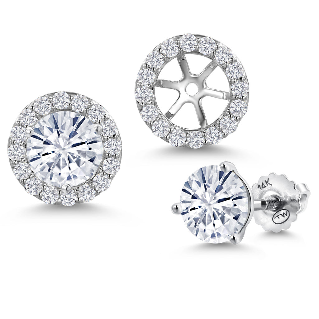 White Moissanite - April_Earrings in 14K White Gold