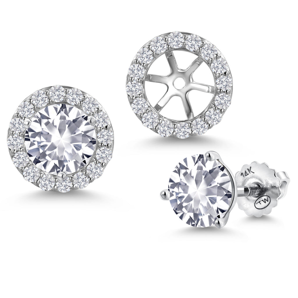 White Created Sapphire - September_Earrings in 14K White Gold