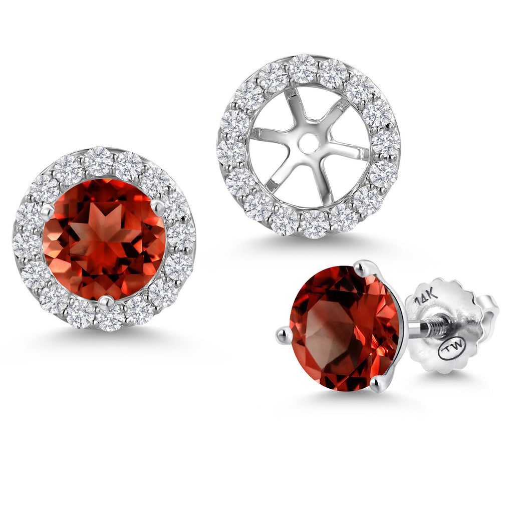 Garnet - January_Earrings in 14K White Gold