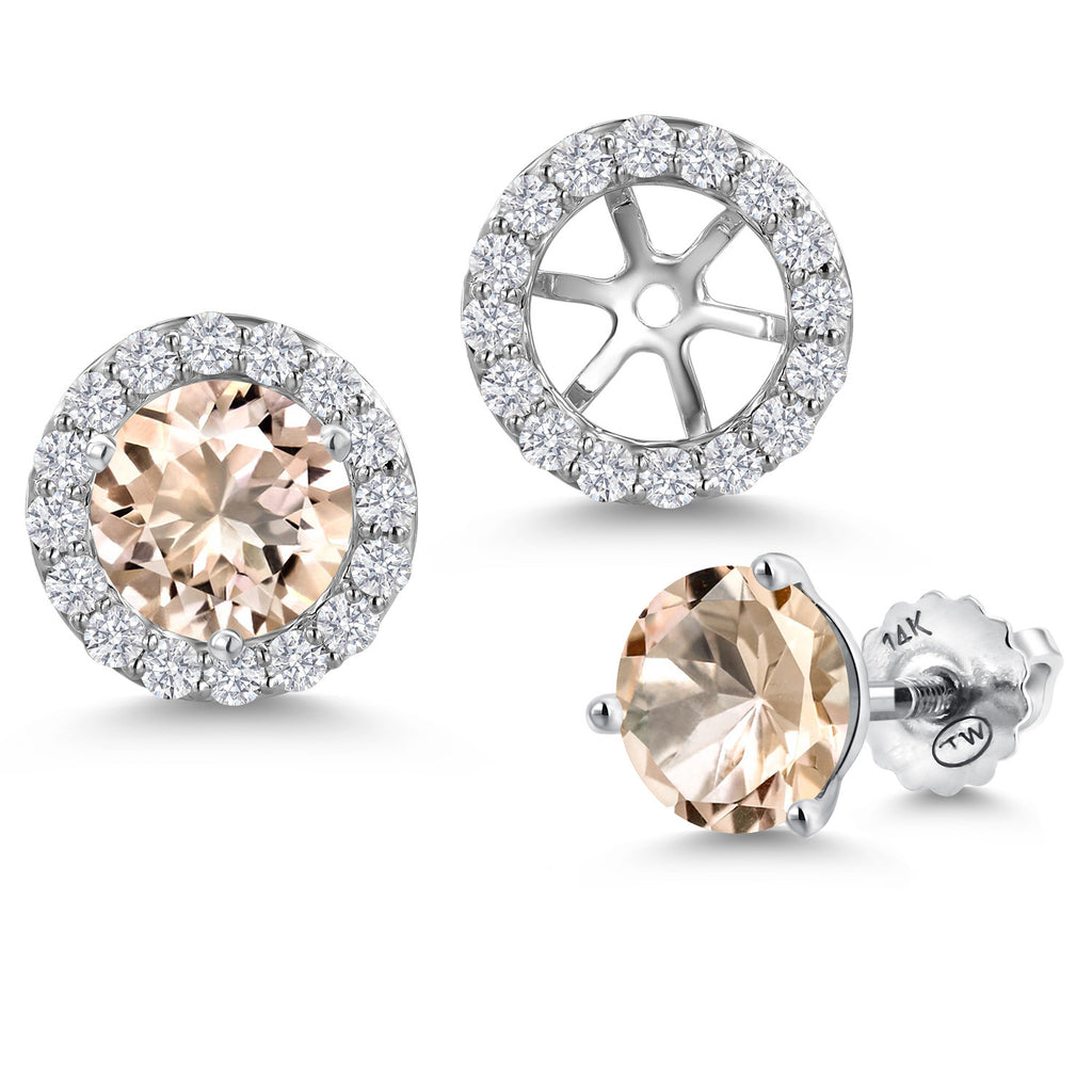 Morganite - October_Earrings in 14K White Gold