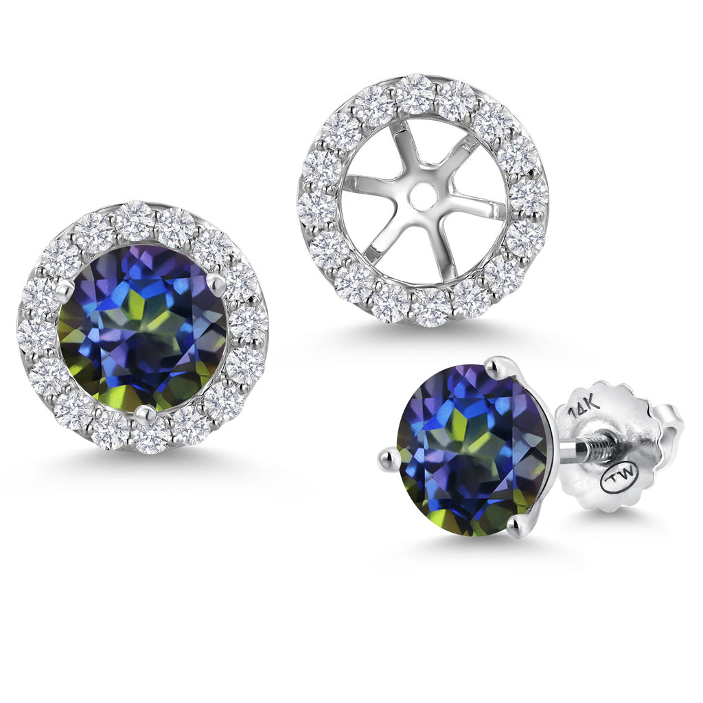 Blue Mystic Topaz_Earrings in 14K White Gold