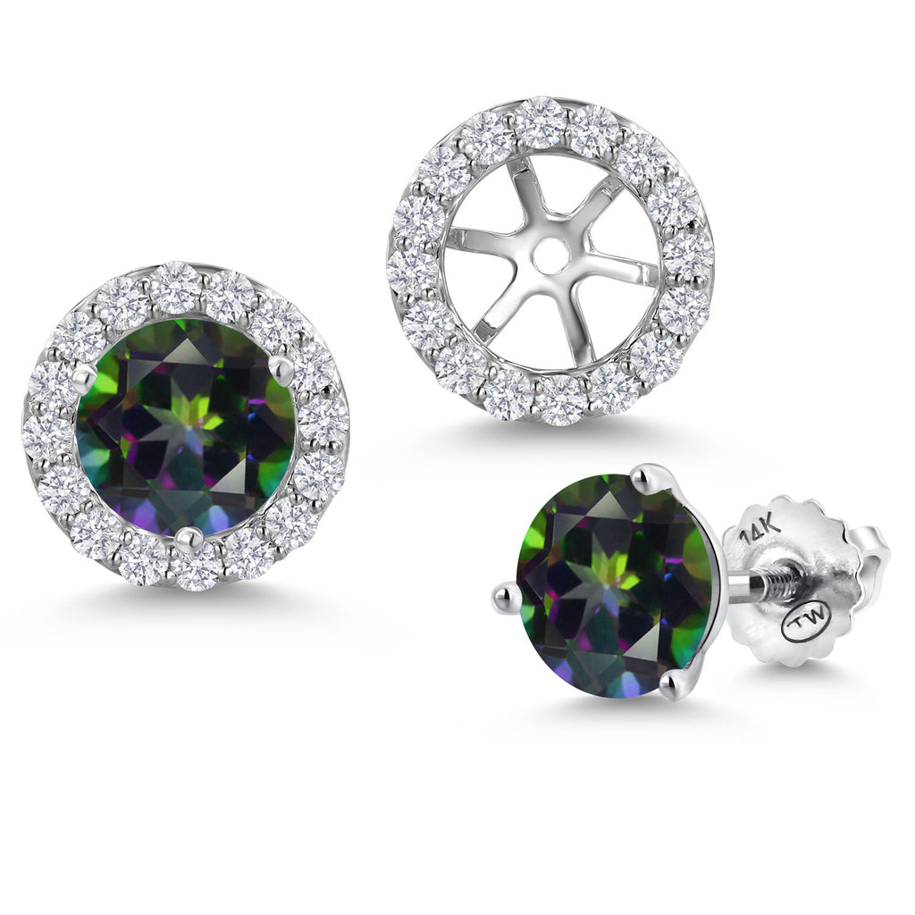 Green Mystic Topaz_Earrings in 14K White Gold