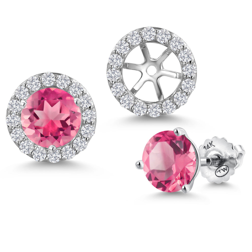 Pink Mystic Topaz_Earrings in 14K White Gold