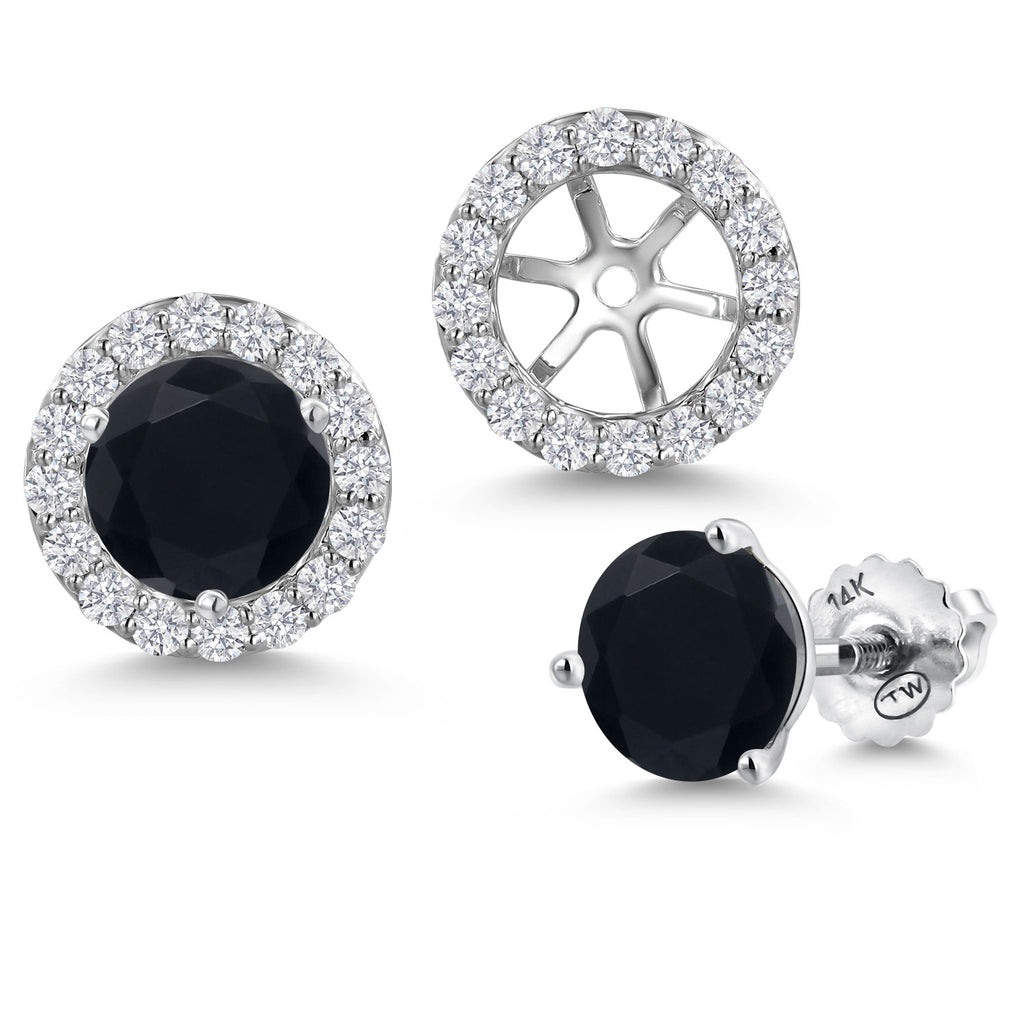 Onyx - December_Earrings in 14K White Gold