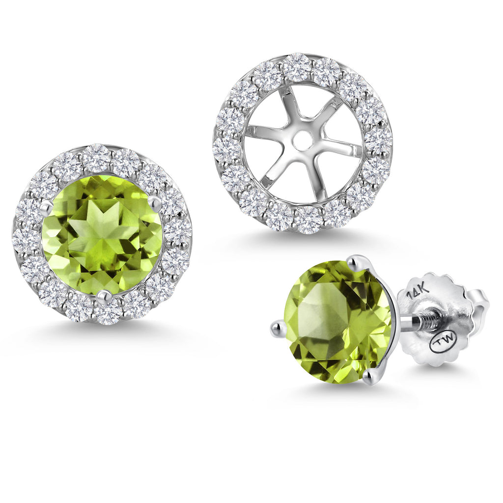 Peridot - August_Earrings in 14K White Gold