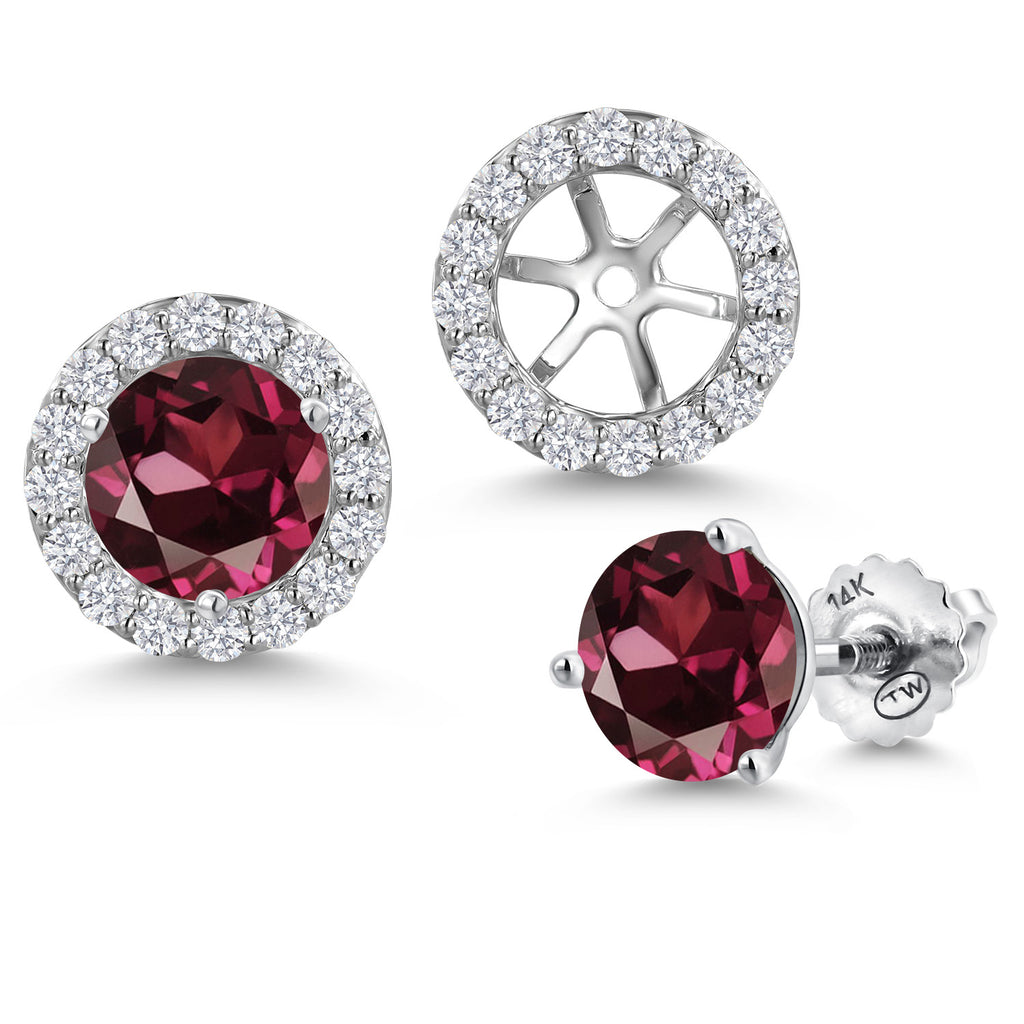 Rhodolite Garnet_Earrings in 14K White Gold