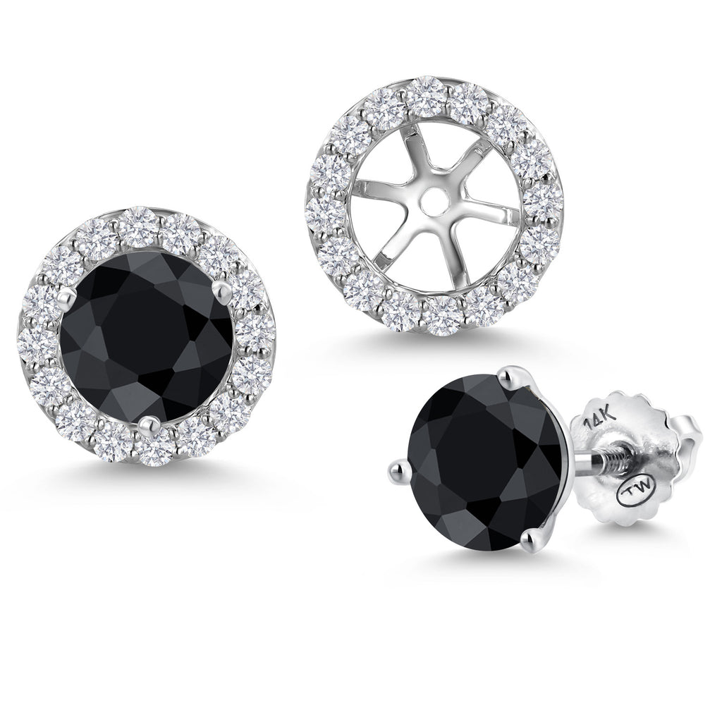Black Sapphire - September_Earrings in 14K White Gold