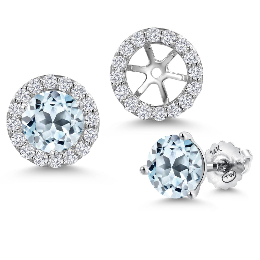 Sky Blue Topaz - November_Earrings in 14K White Gold