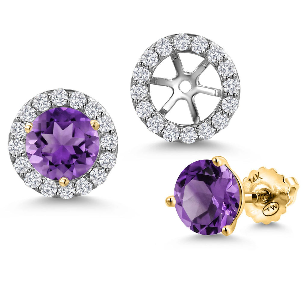 Amethyst - February_Earrings in 14K Two Tone Gold