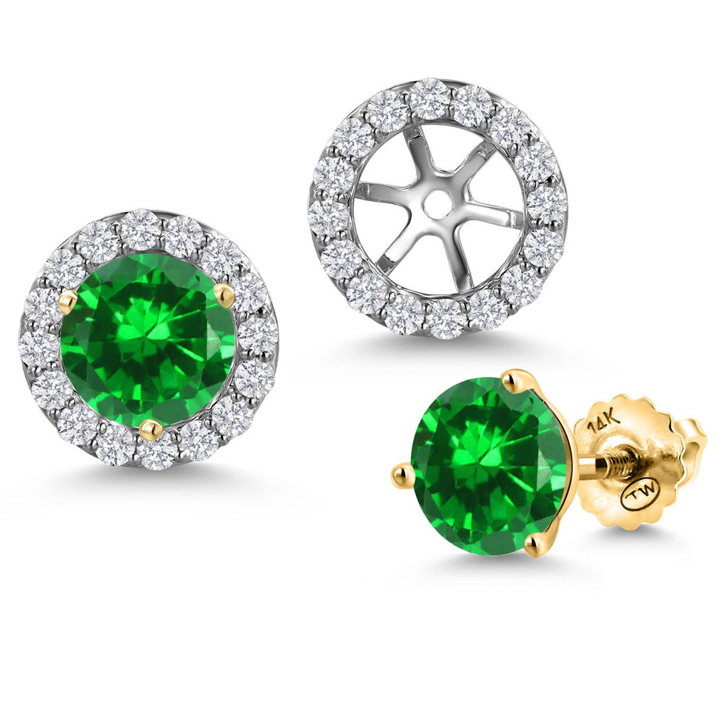 Created Emerald - May_Earrings in 14K Two Tone Gold