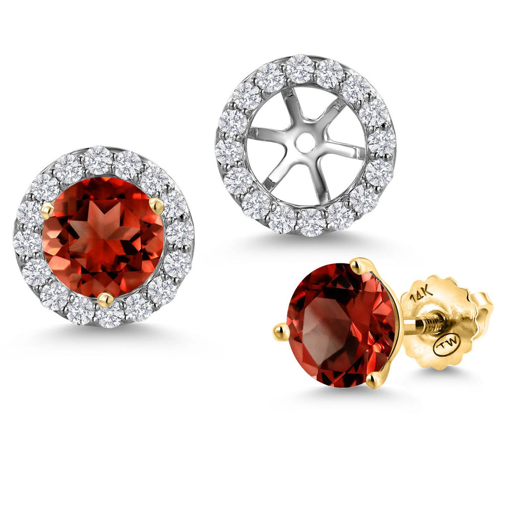Garnet - January_Earrings in 14K Two Tone Gold