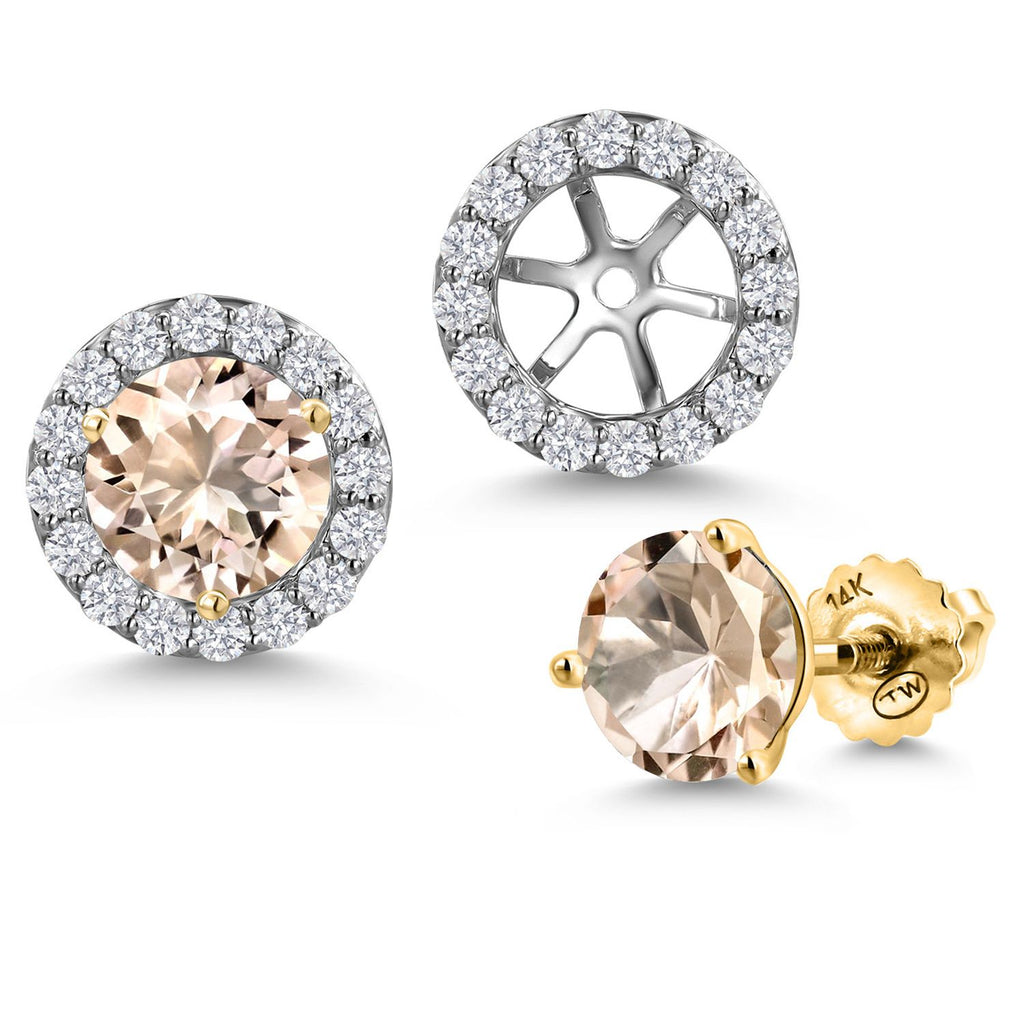Morganite - October_Earrings in 14K Two Tone Gold