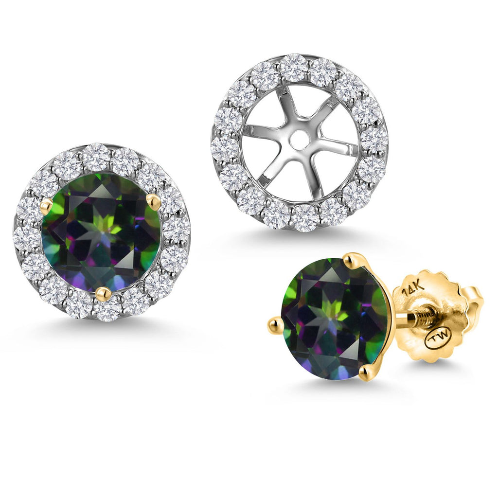Green Mystic Topaz_Earrings in 14K Two Tone Gold