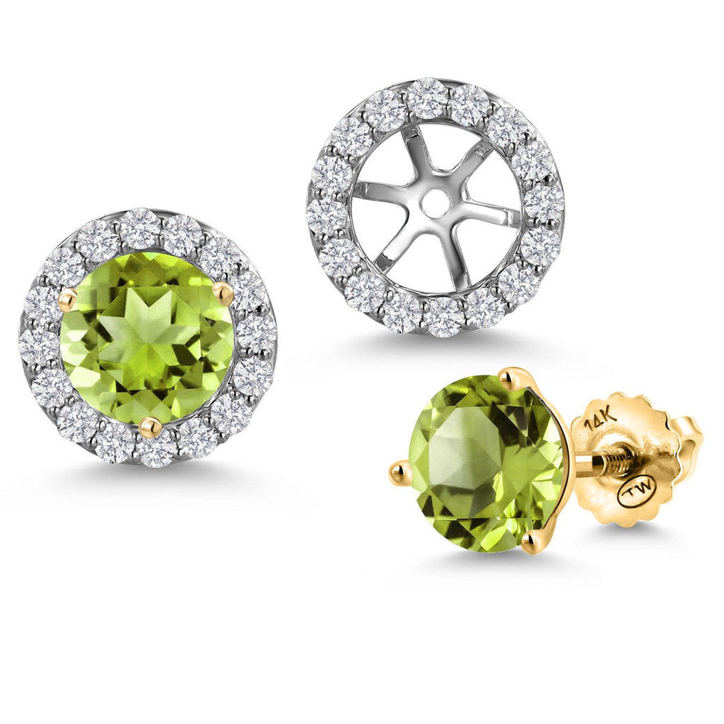 Peridot - August_Earrings in 14K Two Tone Gold