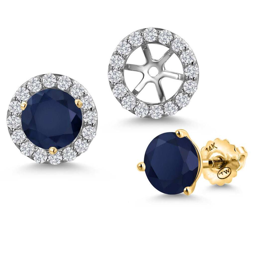 Blue Sapphire - September_Earrings in 14K Two Tone Gold