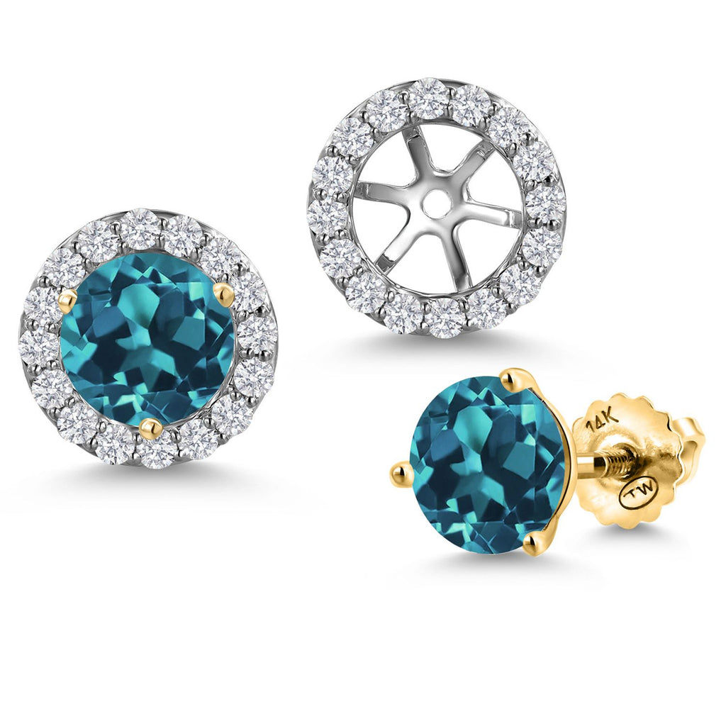 London Blue Topaz - November_Earrings in 14K Two Tone Gold