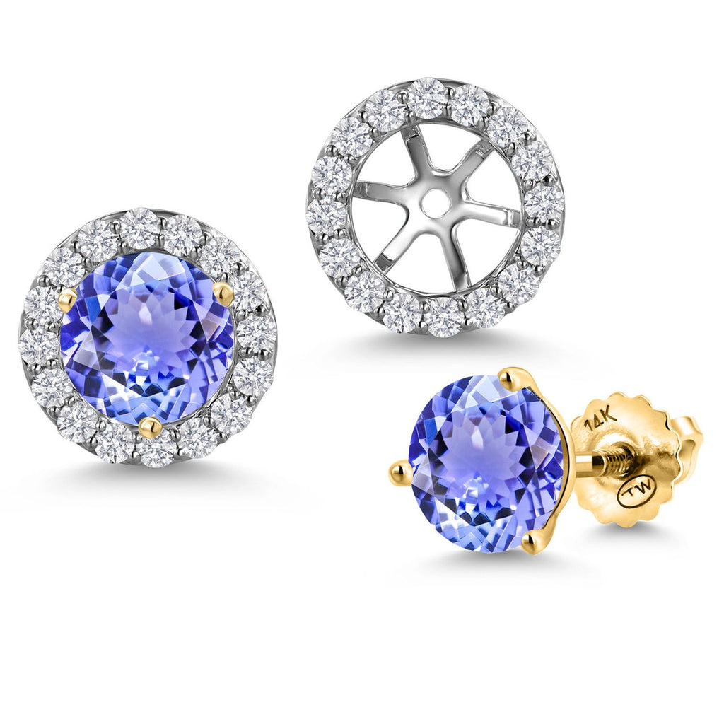 Tanzanite - December_Earrings in 14K Two Tone Gold