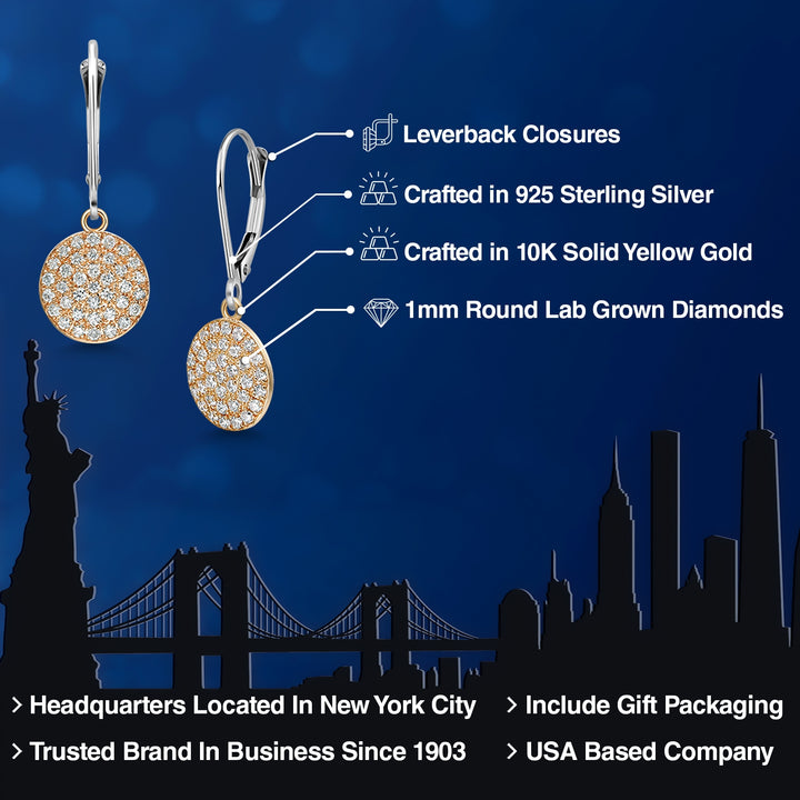 Earrings in 925 Sterling Silver and 10K Yellow Gold