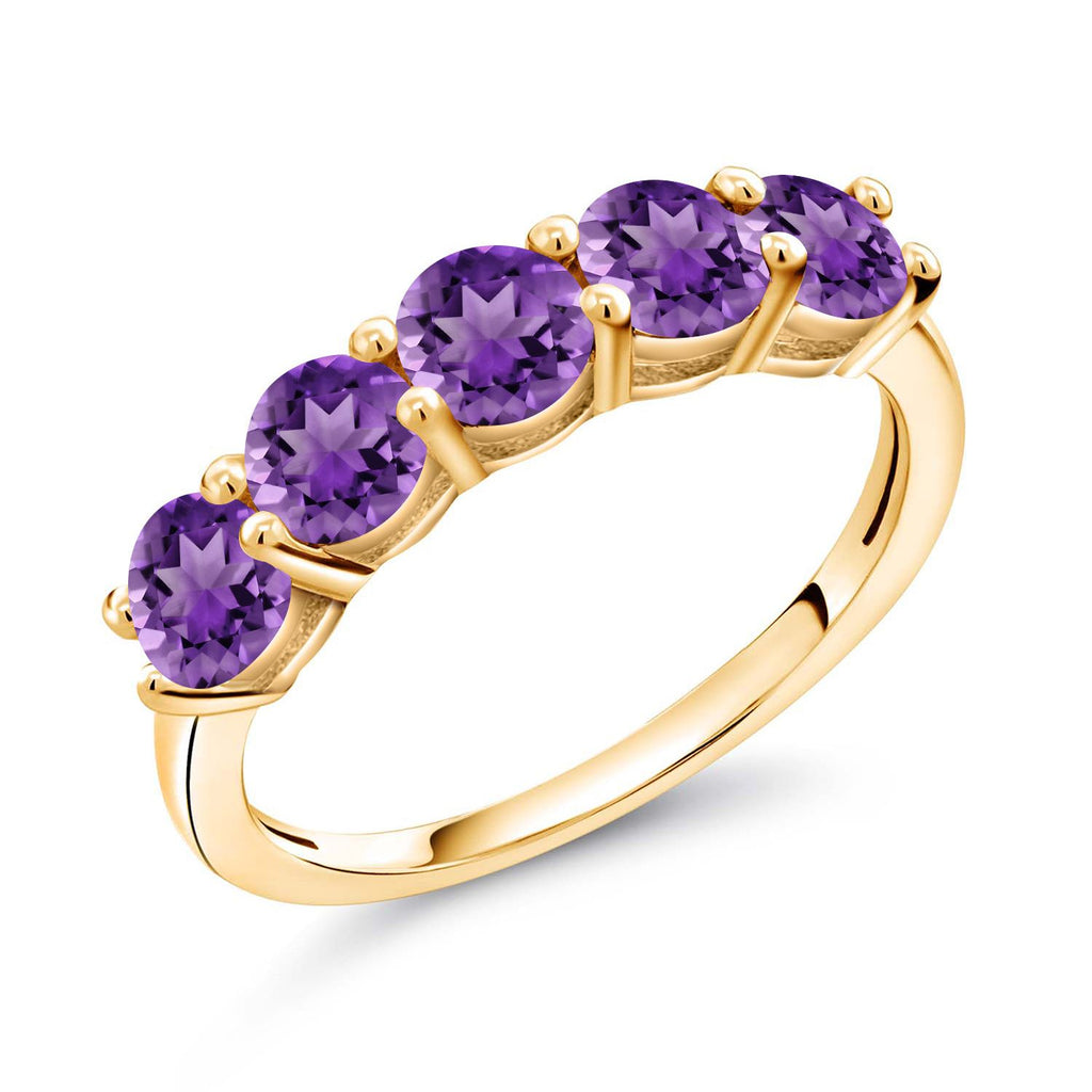 Amethyst - February_6_Ring in 925 Yellow Gold Plated Silver