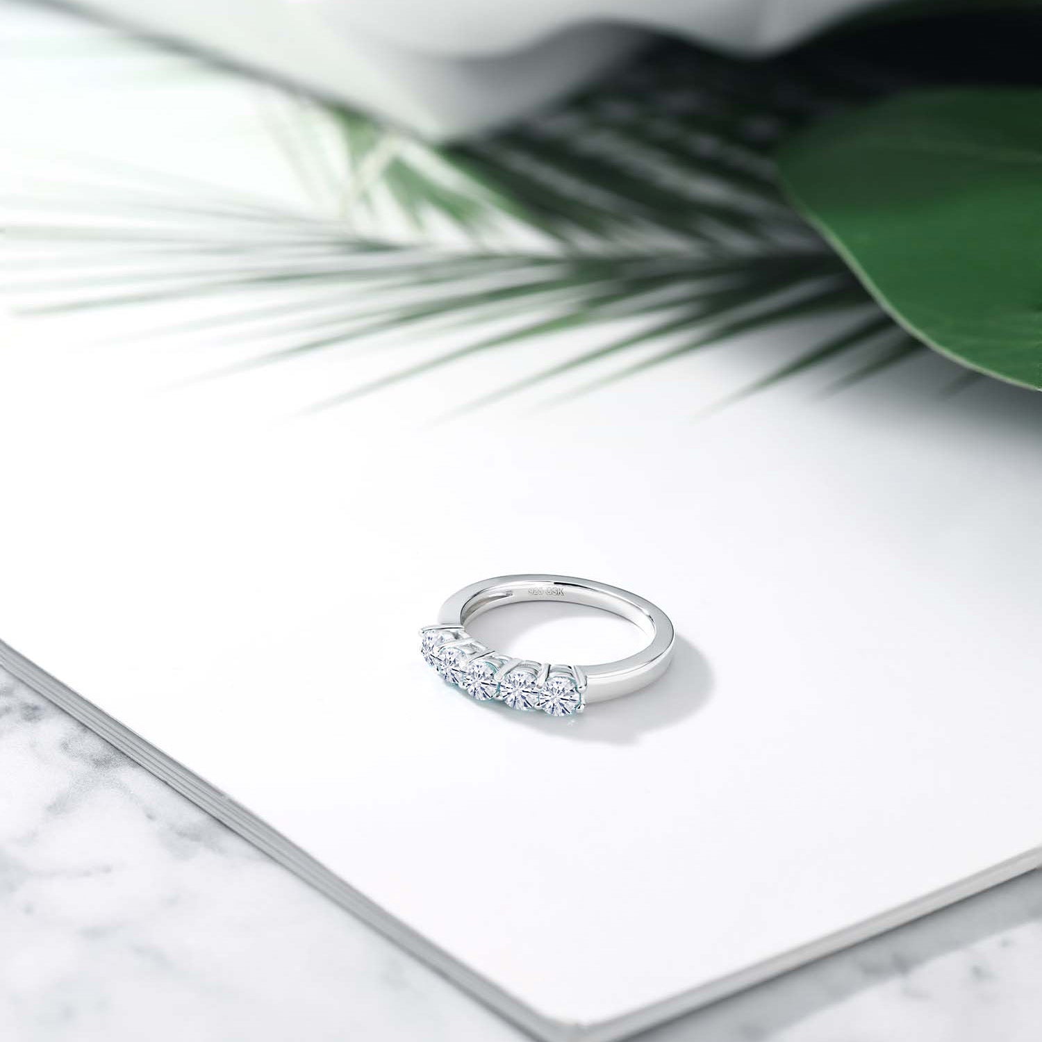 Moissanite_7_Ring in 925 Sterling Silver