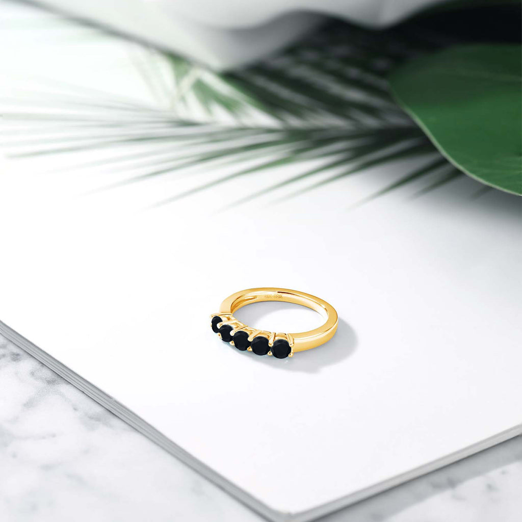 Onyx - December_7_Ring in 925 Yellow Gold Plated Silver