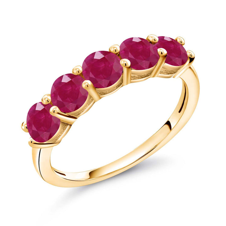 Ruby - July_5_Ring in 925 Yellow Gold Plated Silver