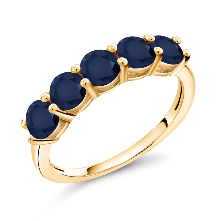 Blue Sapphire - September_5_Ring in 925 Yellow Gold Plated Silver