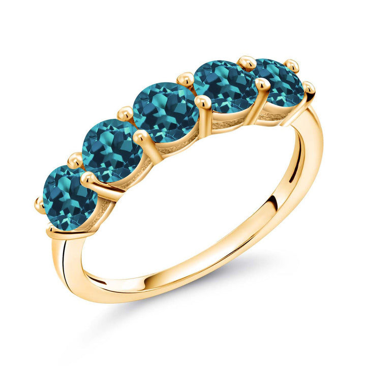 London Blue Topaz - November_5_Ring in 925 Yellow Gold Plated Silver