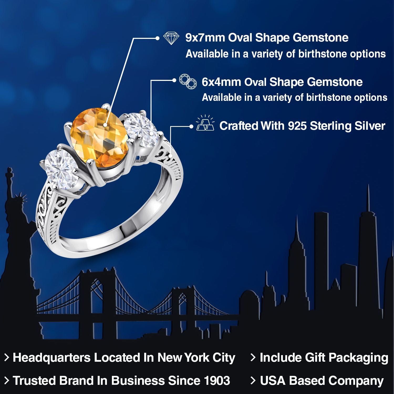 Citrine-Checkerboard - November_5_Ring in 925 Sterling Silver