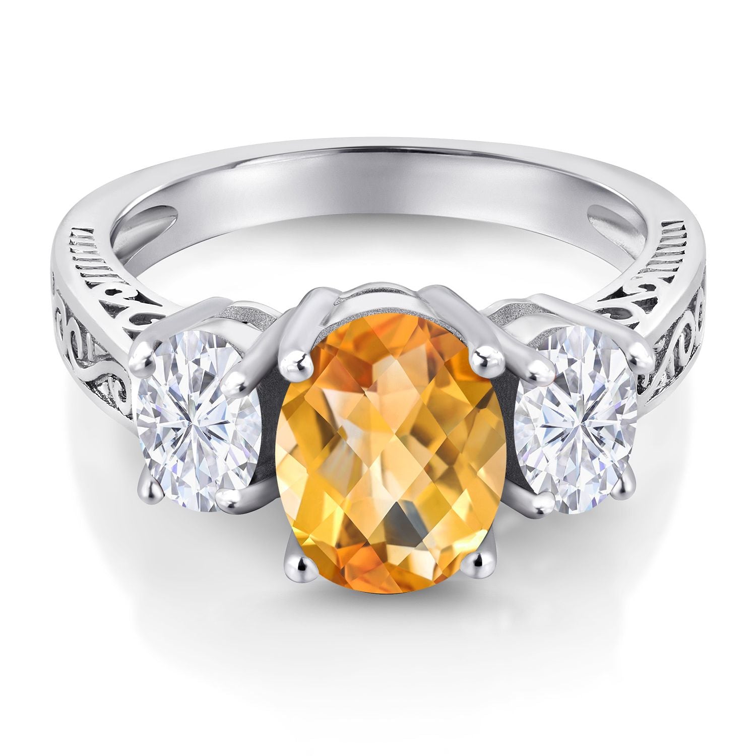 Citrine-Checkerboard - November_5_Ring in 925 Sterling Silver