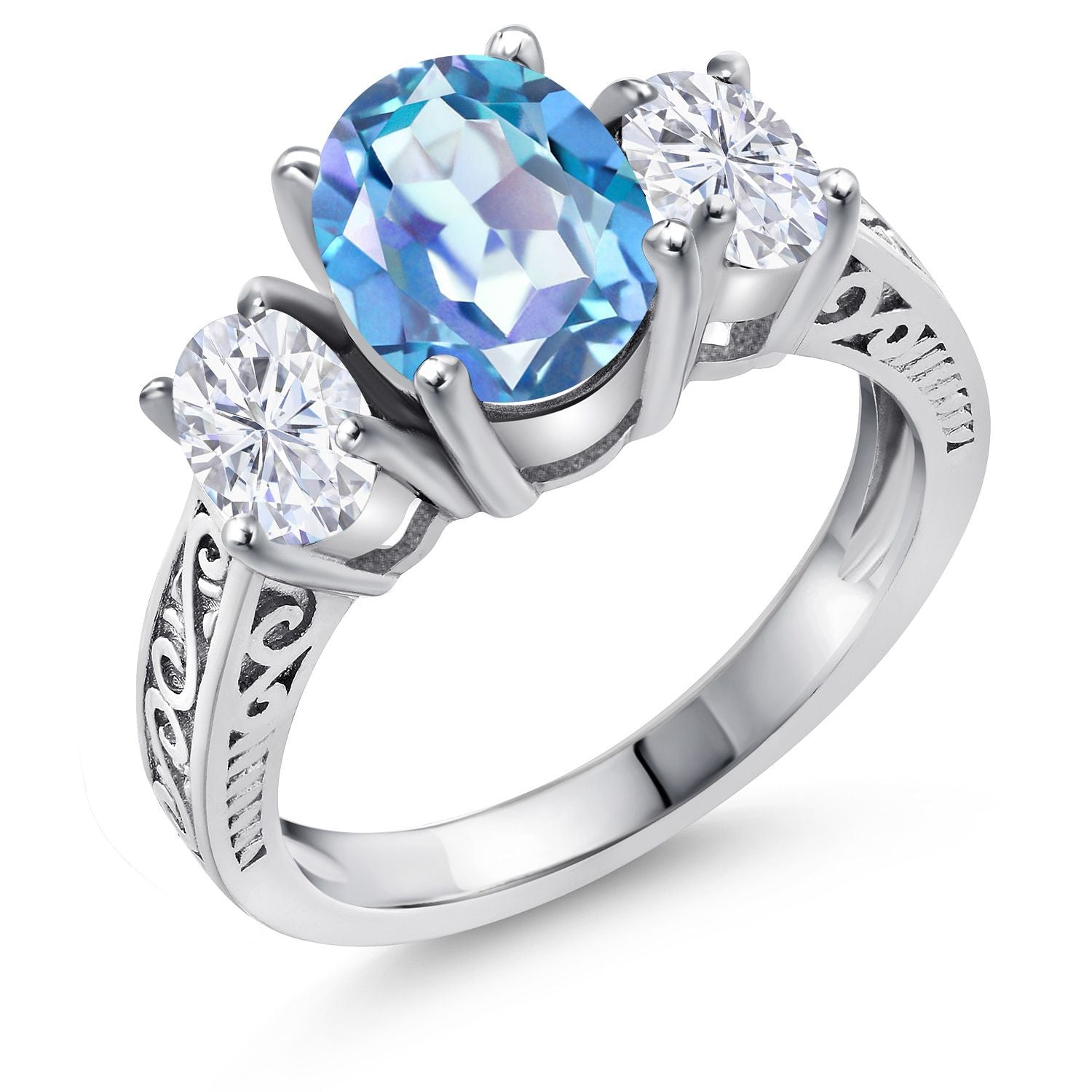 Millennium Blue Mystic Quartz_9_Ring in 925 Sterling Silver