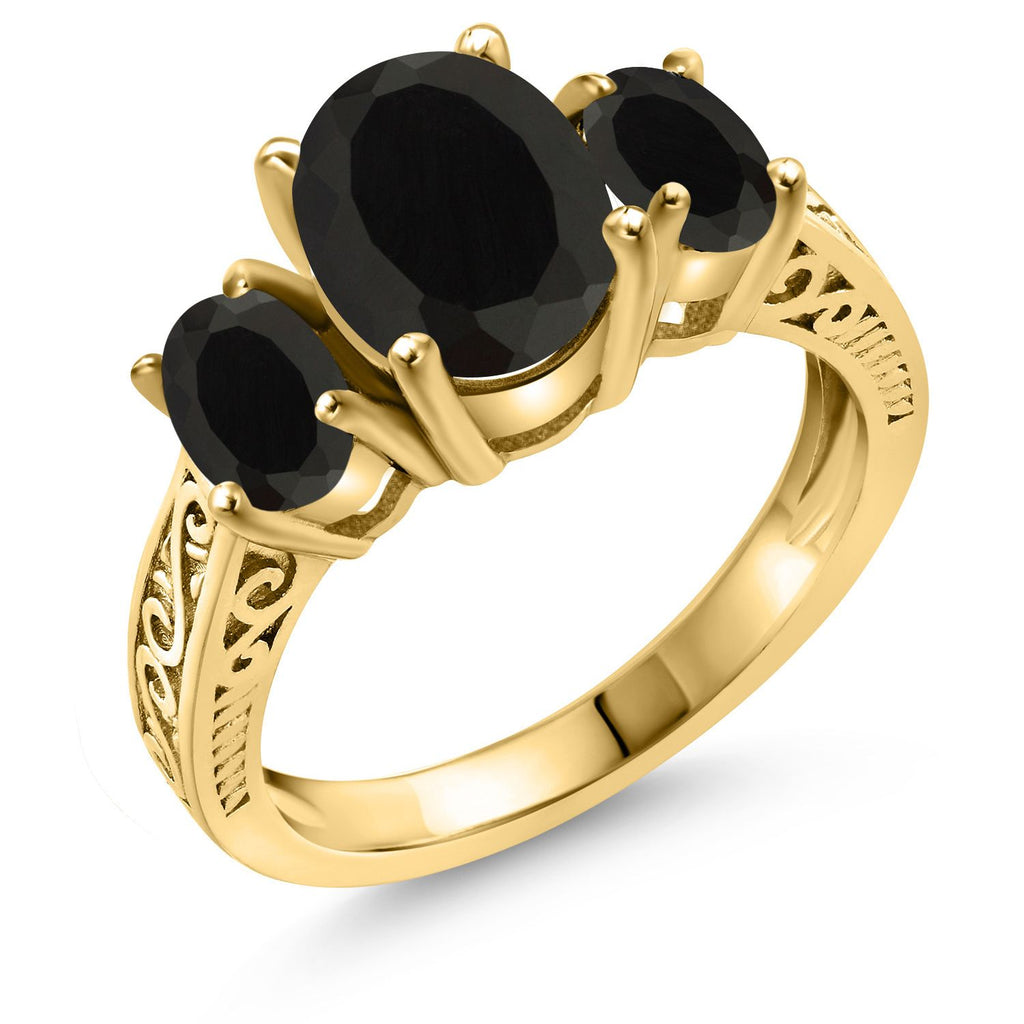 Onyx - December_5_Ring in 925 Yellow Gold Plated Silver