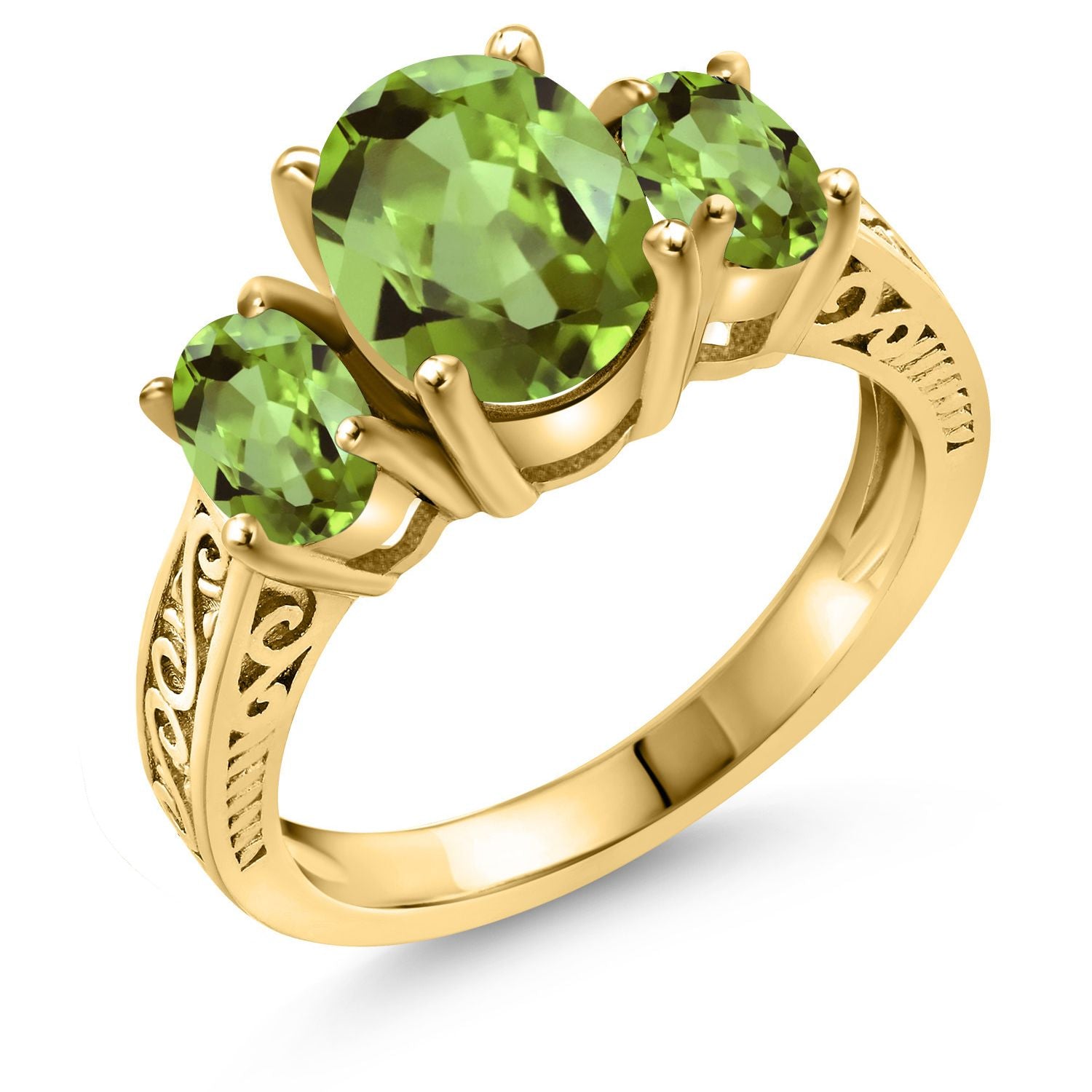 Peridot - August_5_Ring in 925 Yellow Gold Plated Silver