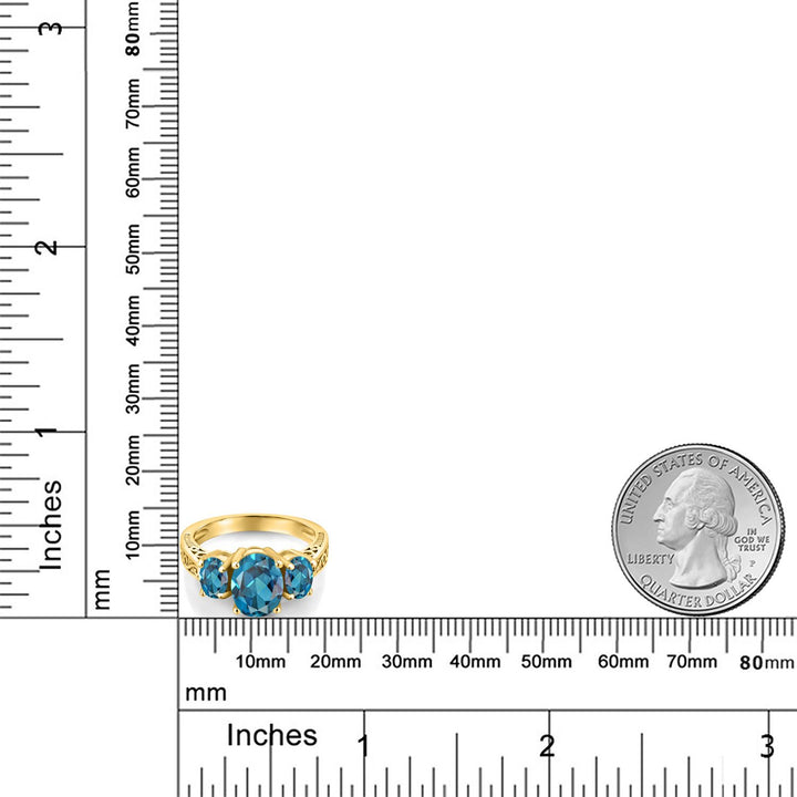 London Blue Topaz - November_7_Ring in 925 Yellow Gold Plated Silver