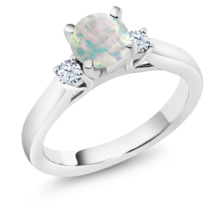 White Created Sapphire - September_Ring in 925 Sterling Silver