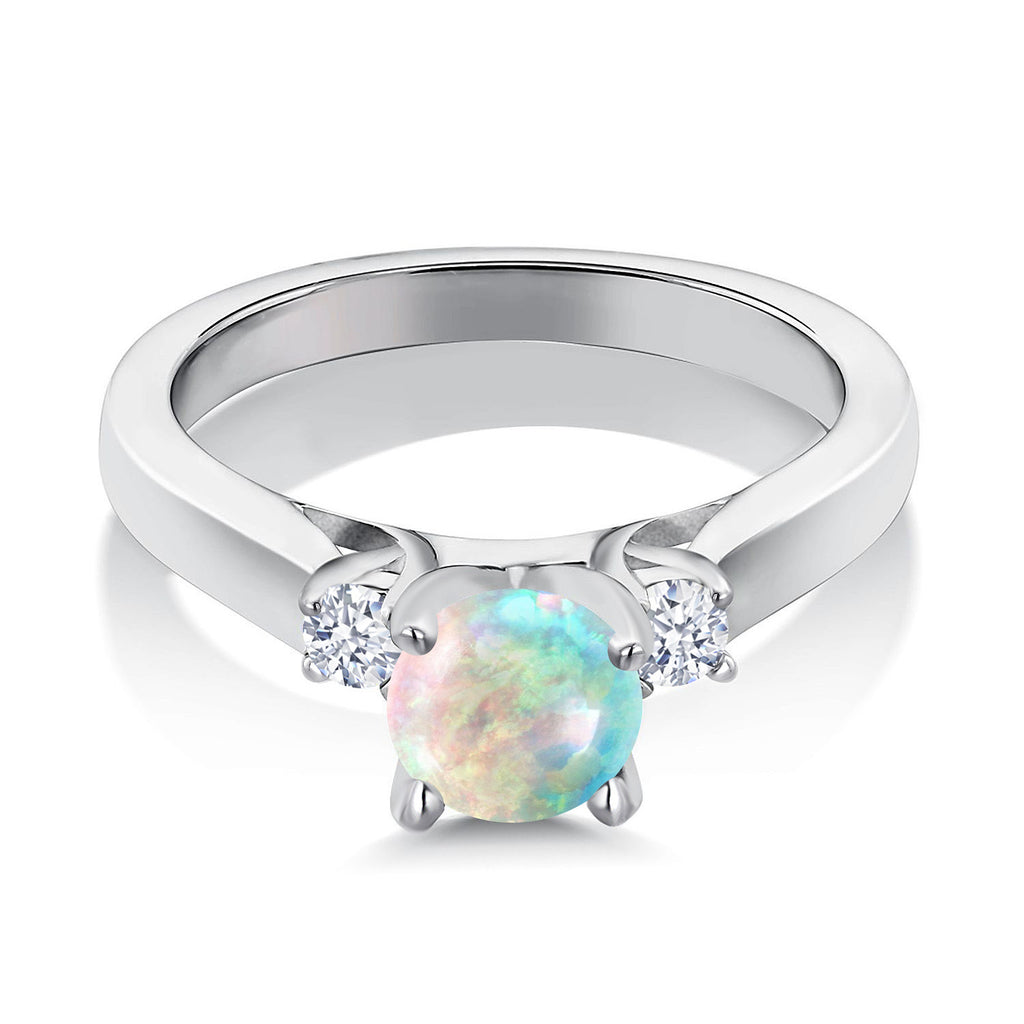 White Created Sapphire - September_Ring in 925 Sterling Silver