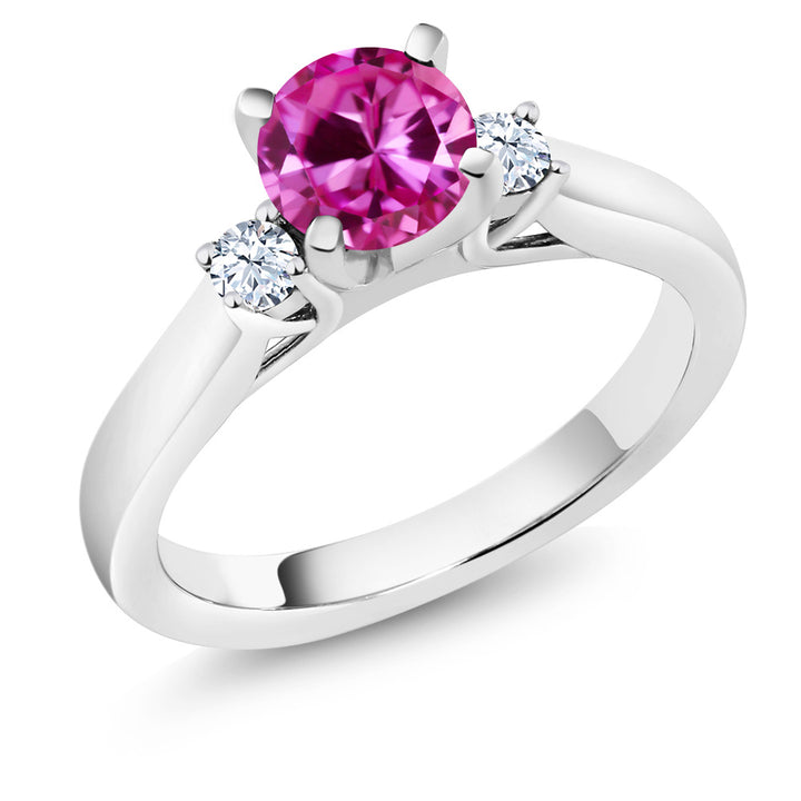Pink Created Sapphire - September_5_Ring in 925 Sterling Silver