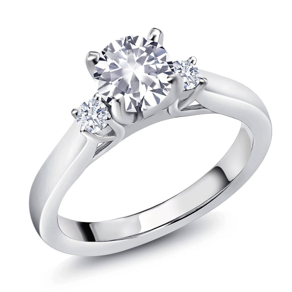 White Created Sapphire - September_6_Ring in 925 Sterling Silver