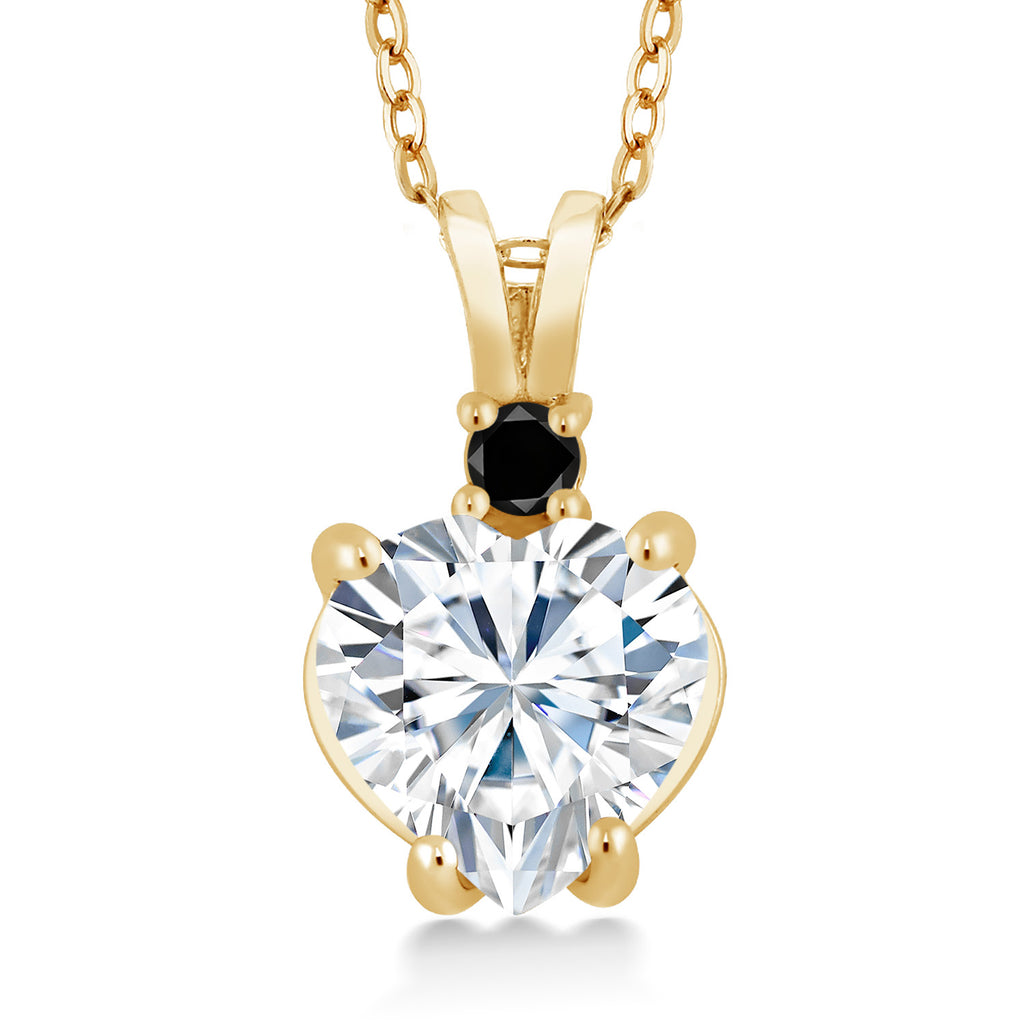 White Moissanite_14K Yellow Gold_Pendant in 14K Yellow Gold