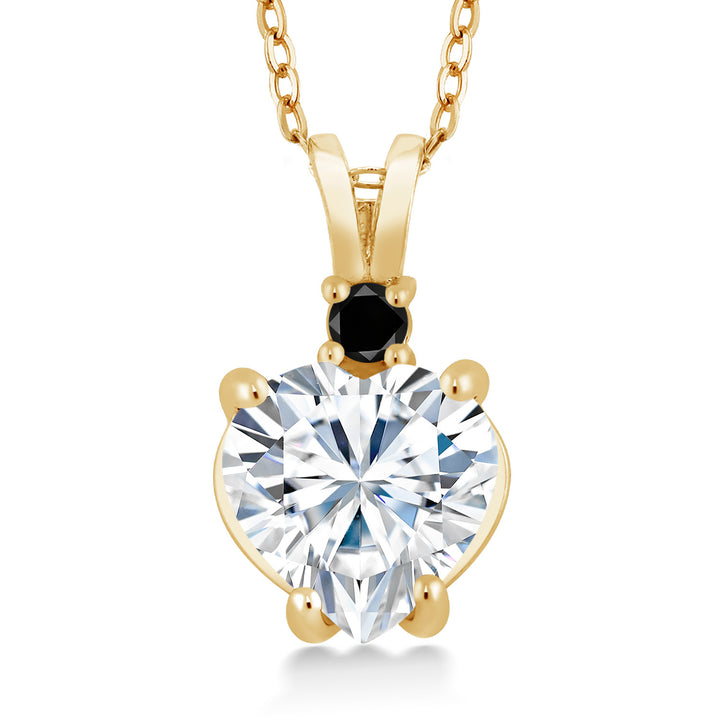 White Moissanite_14K Yellow Gold_Pendant in 14K Yellow Gold