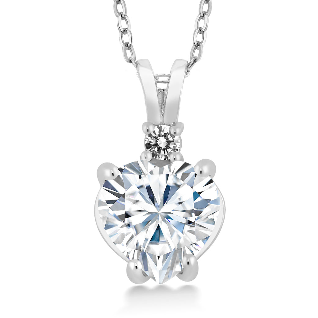 White Moissanite_14K White Gold_Pendant in 14K White Gold