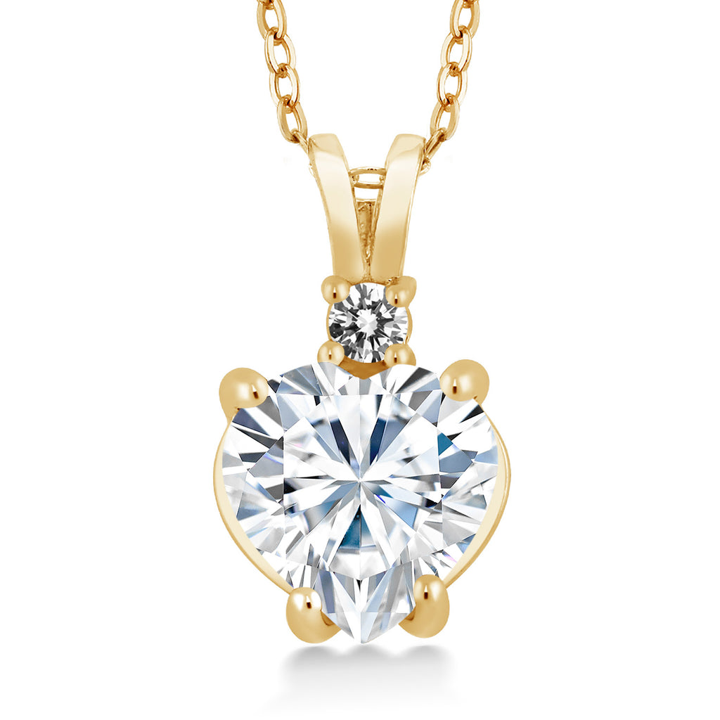 White Moissanite_14K Yellow Gold_Pendant in 14K Yellow Gold