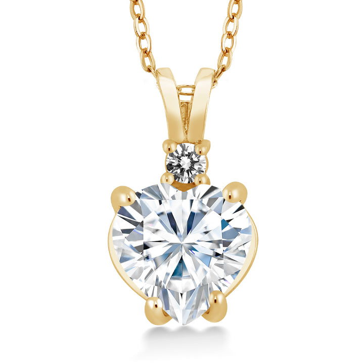 White Moissanite_14K Yellow Gold_Pendant in 14K Yellow Gold
